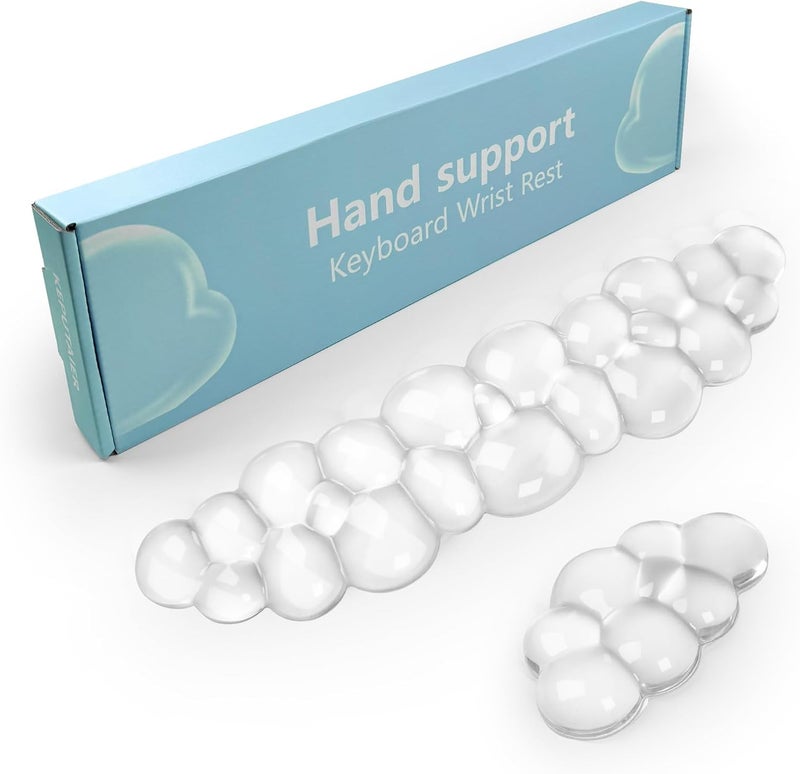 KEPUTAIER Gel Cloud Keyboard and Mouse Wrist Rest, Cute Wrist Support and Arm Support Keyboard Rest for Keyboard and Mouse Typing Pain Relief，Suitable for Office/Computer/Laptop/Gaming（White） - Image 1